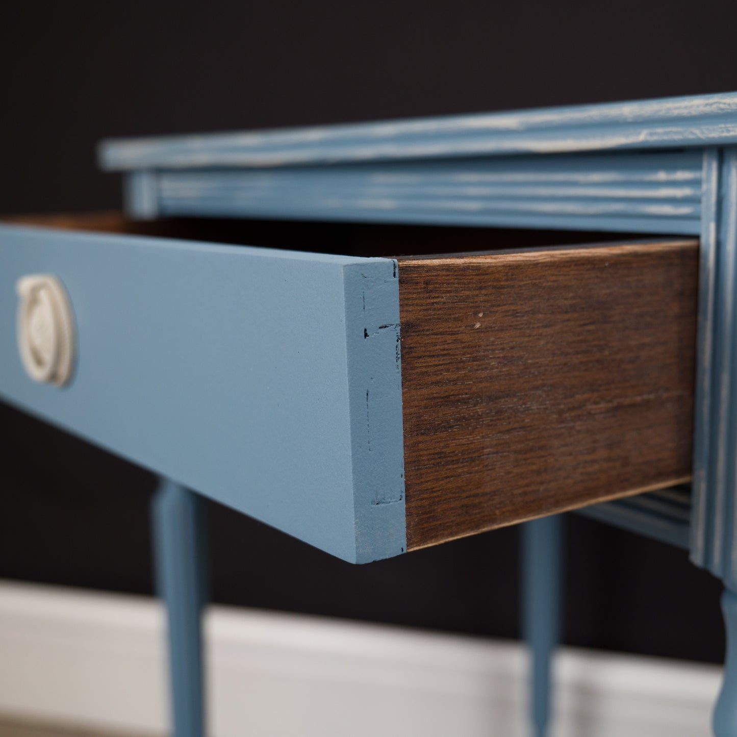 Pair of Vintage Upcycled Dusty Blue Bird Bedside Tables