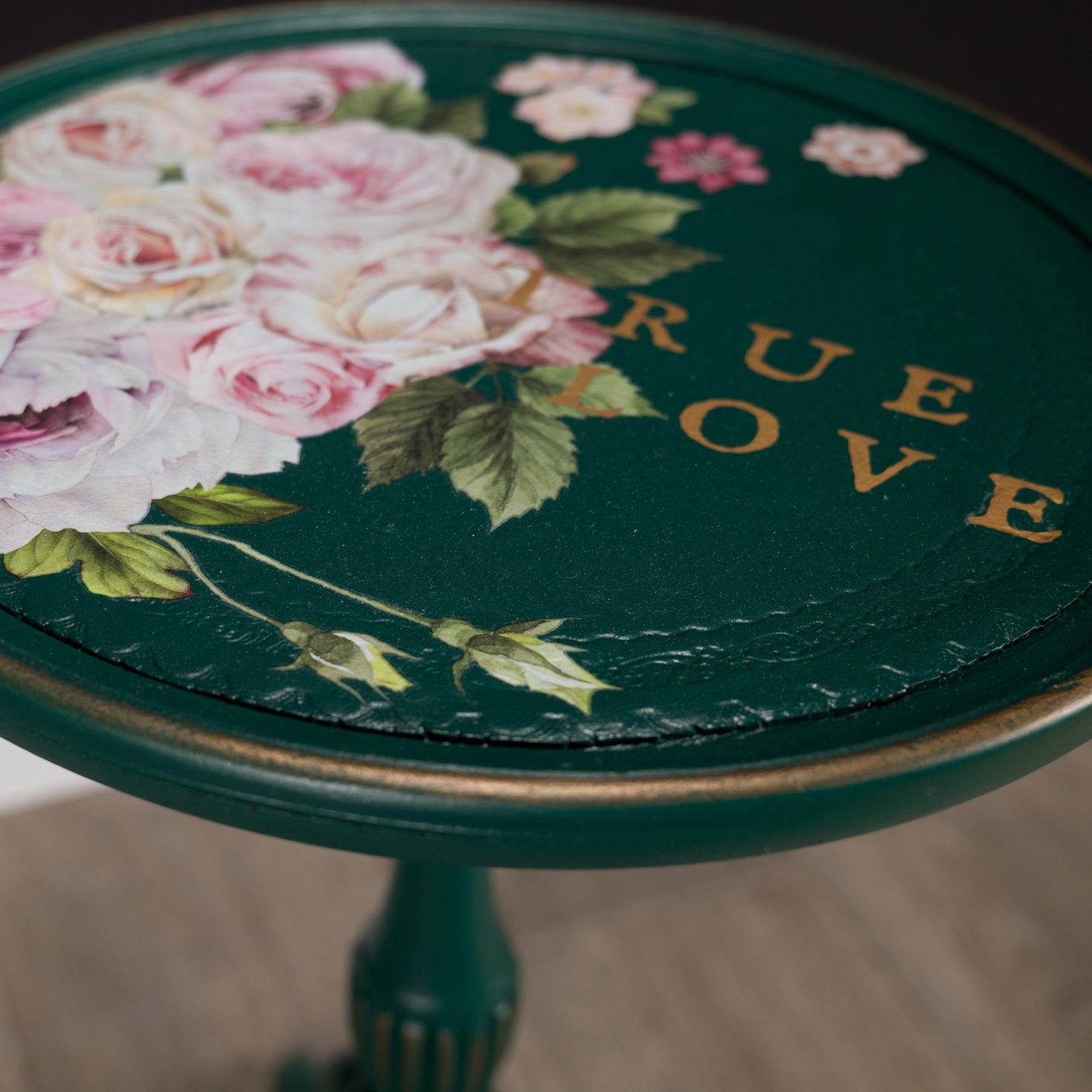 Vintage Upcycled Painted Boho Green and Pink Wine Table