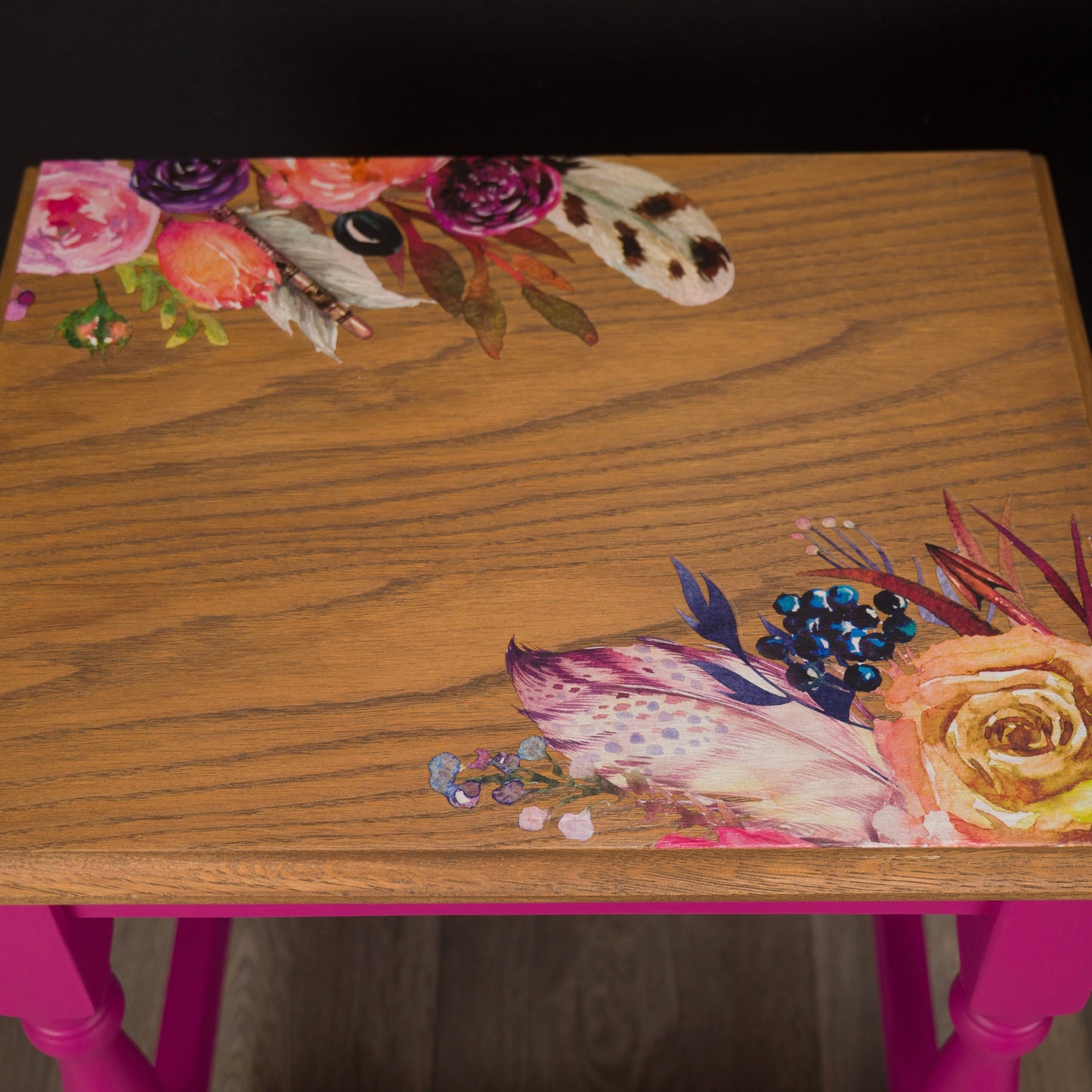 Vintage Upcycled Nesting Tables Pink Purple