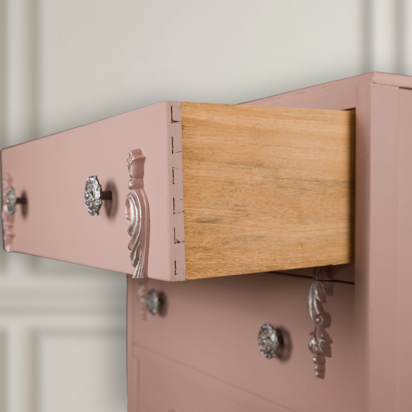 Vintage Upcycled Pink Painted Small Chest of Drawers