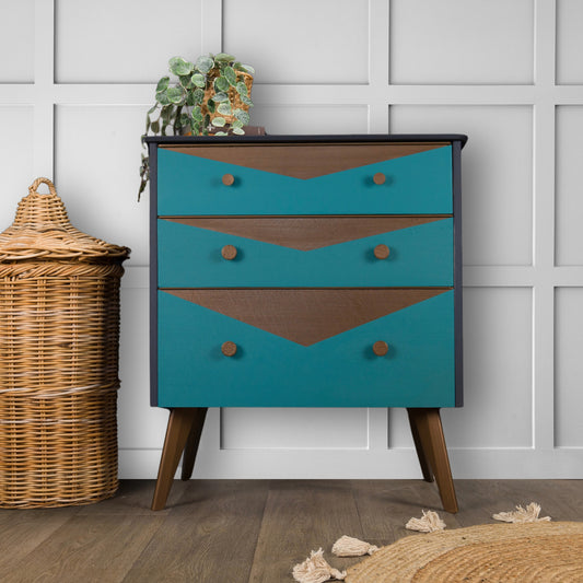 Vintage Upcycled MCM Mid Century Chest of Drawers