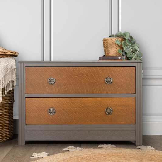 Vintage Upcycled Painted Oak Chest of Drawers