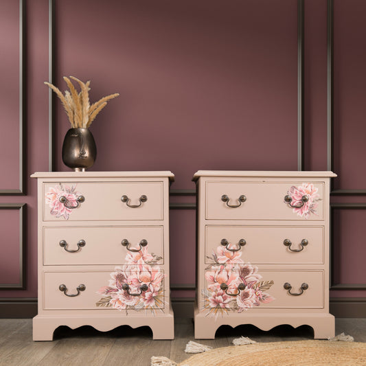 Vintage Pair of Upcycled Bedside Tables