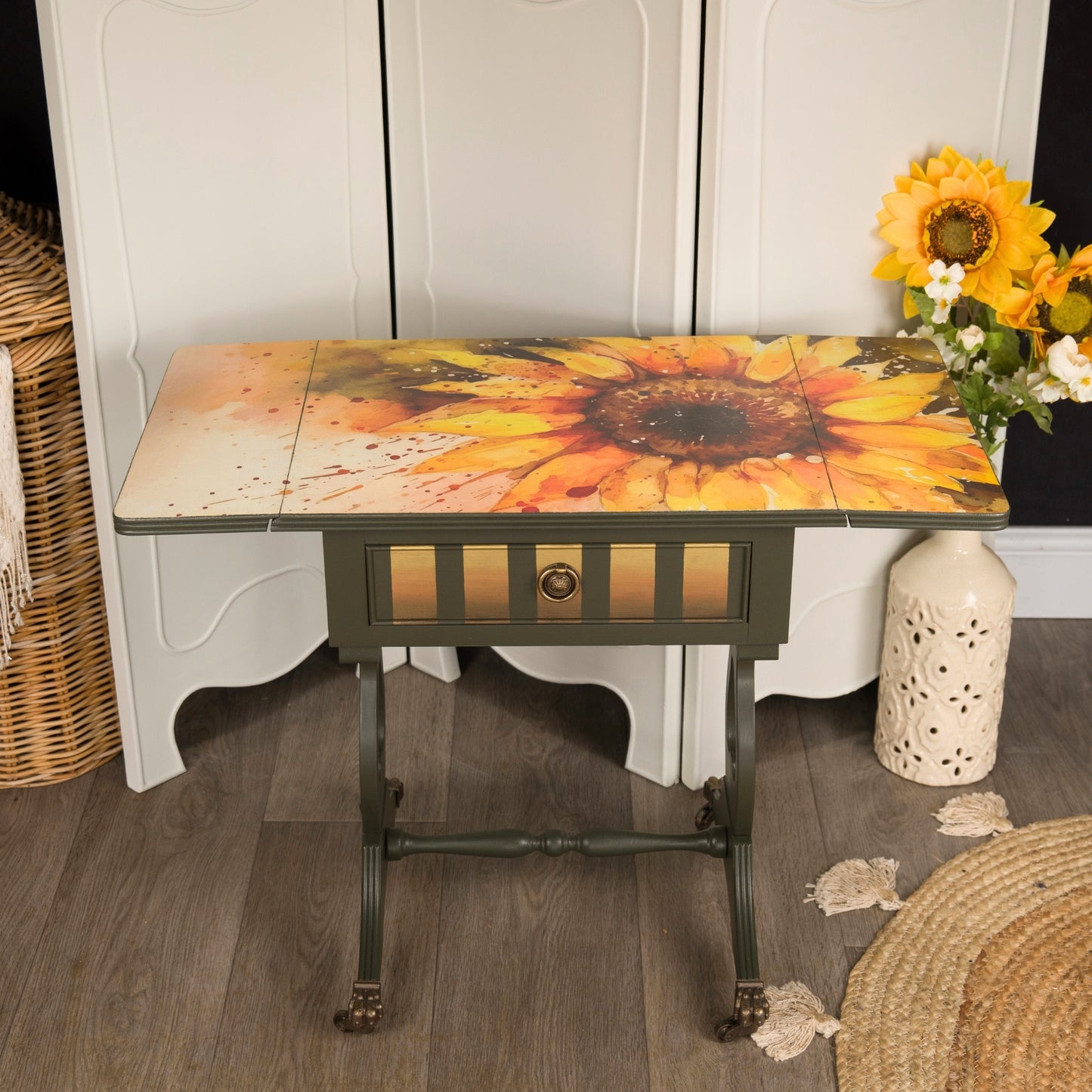 Upcycled Regency Style Drop Leaf Side Table