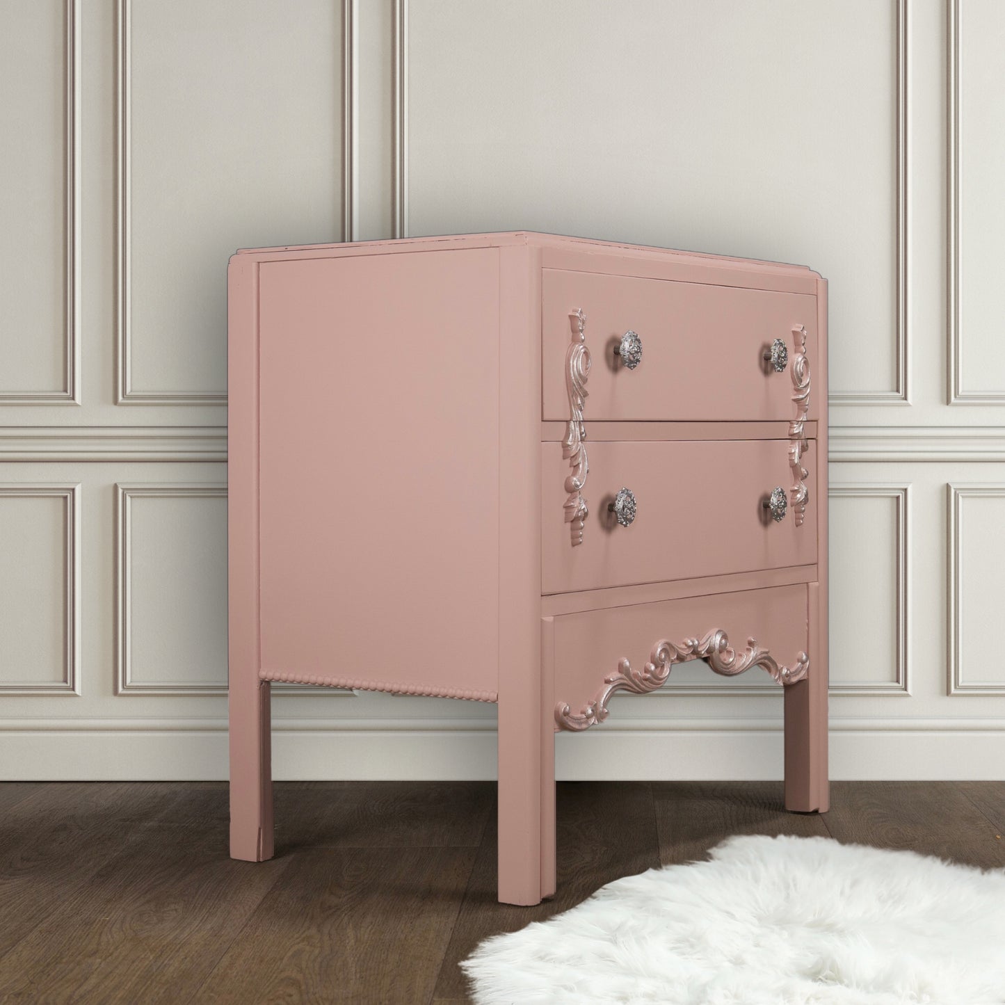 Vintage Upcycled Pink Painted Small Chest of Drawers