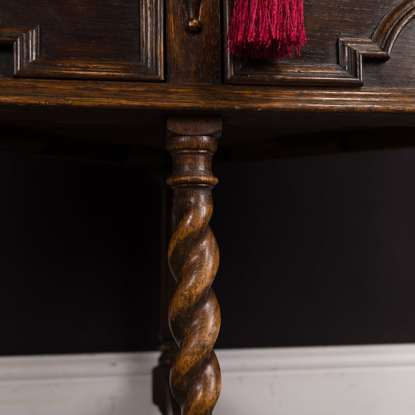 Antique Jacobean Style Solid Dark Oak Corner Cabinet