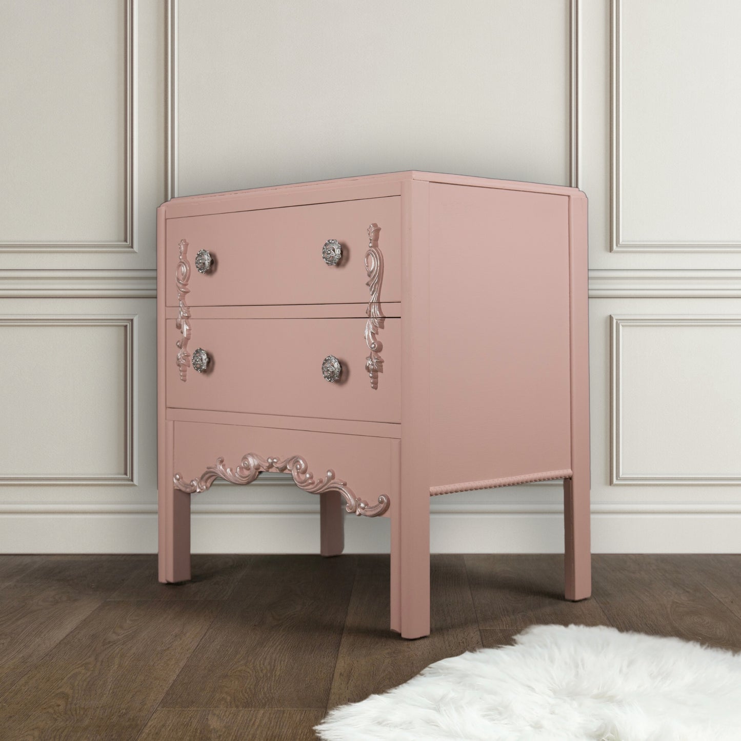 Vintage Upcycled Pink Painted Small Chest of Drawers