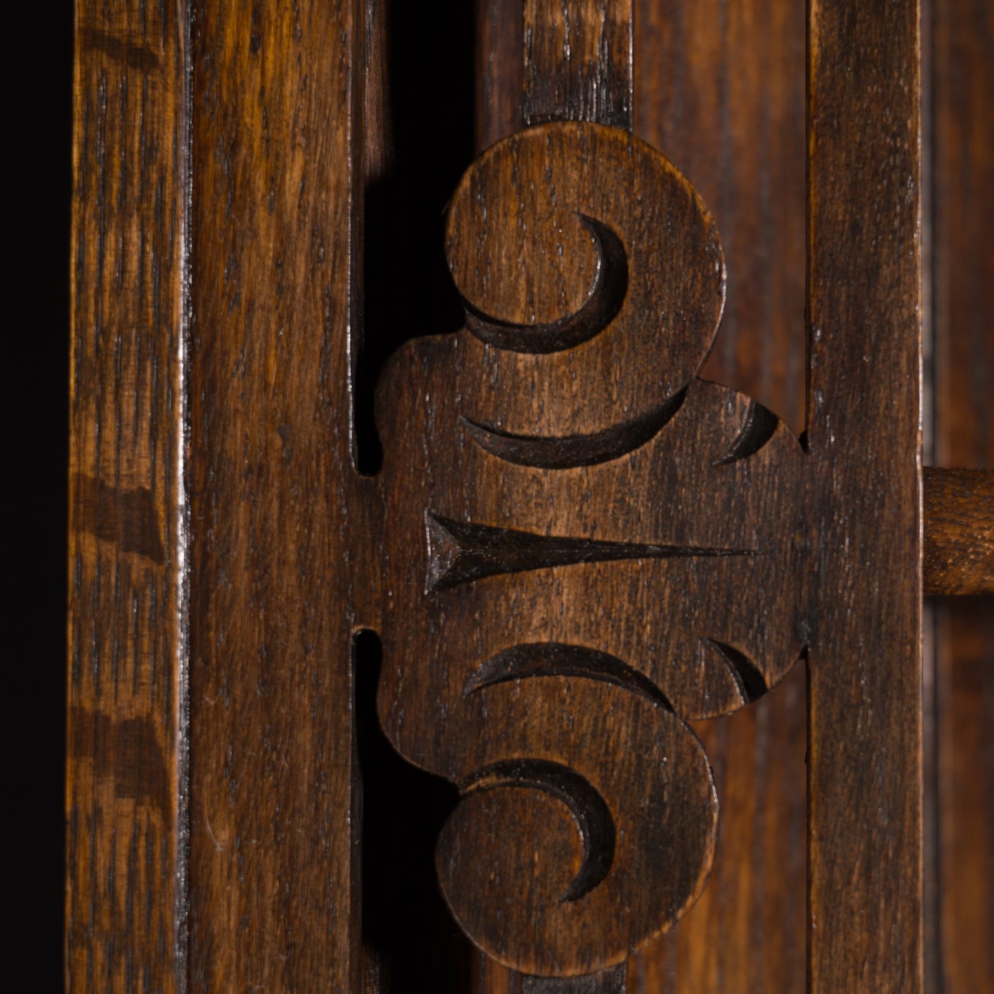 Antique Jacobean Style Solid Dark Oak Corner Cabinet