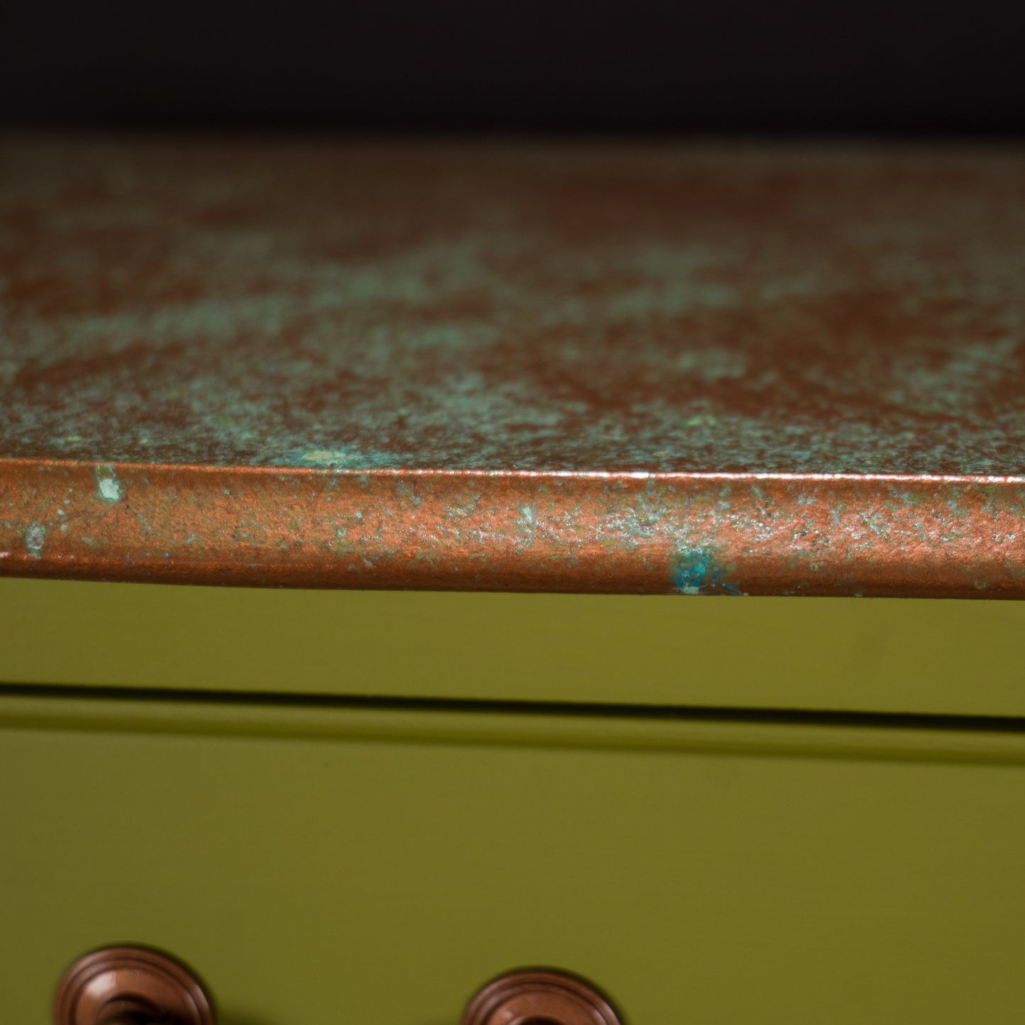 Vintage Upcycled Painted Green and Copper Chest of Drawers