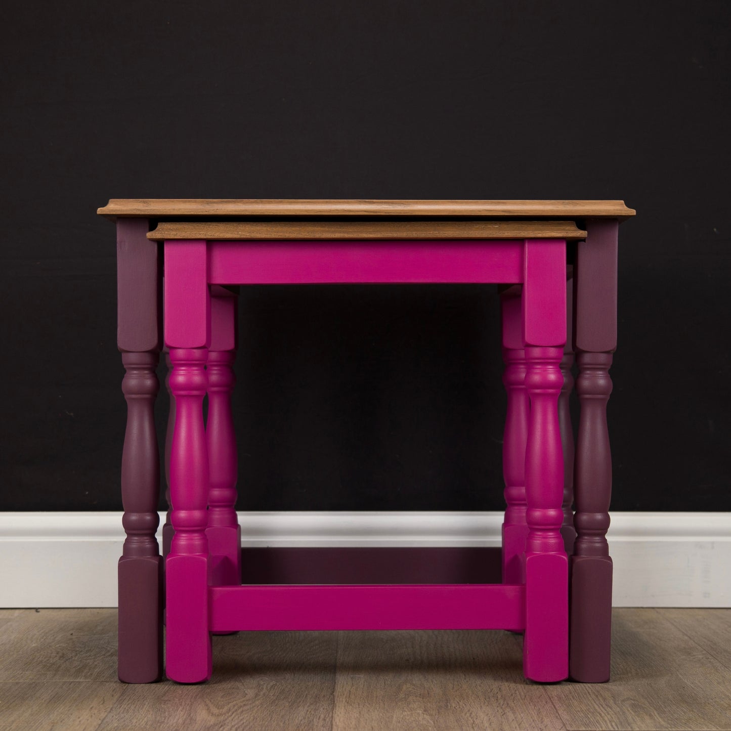 Vintage Upcycled Nesting Tables Pink Purple