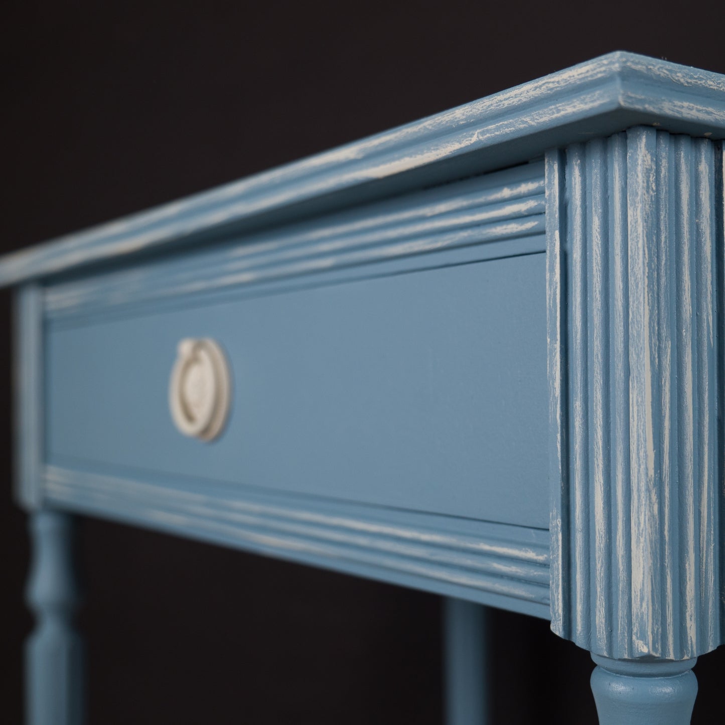 Pair of Vintage Upcycled Dusty Blue Bird Bedside Tables