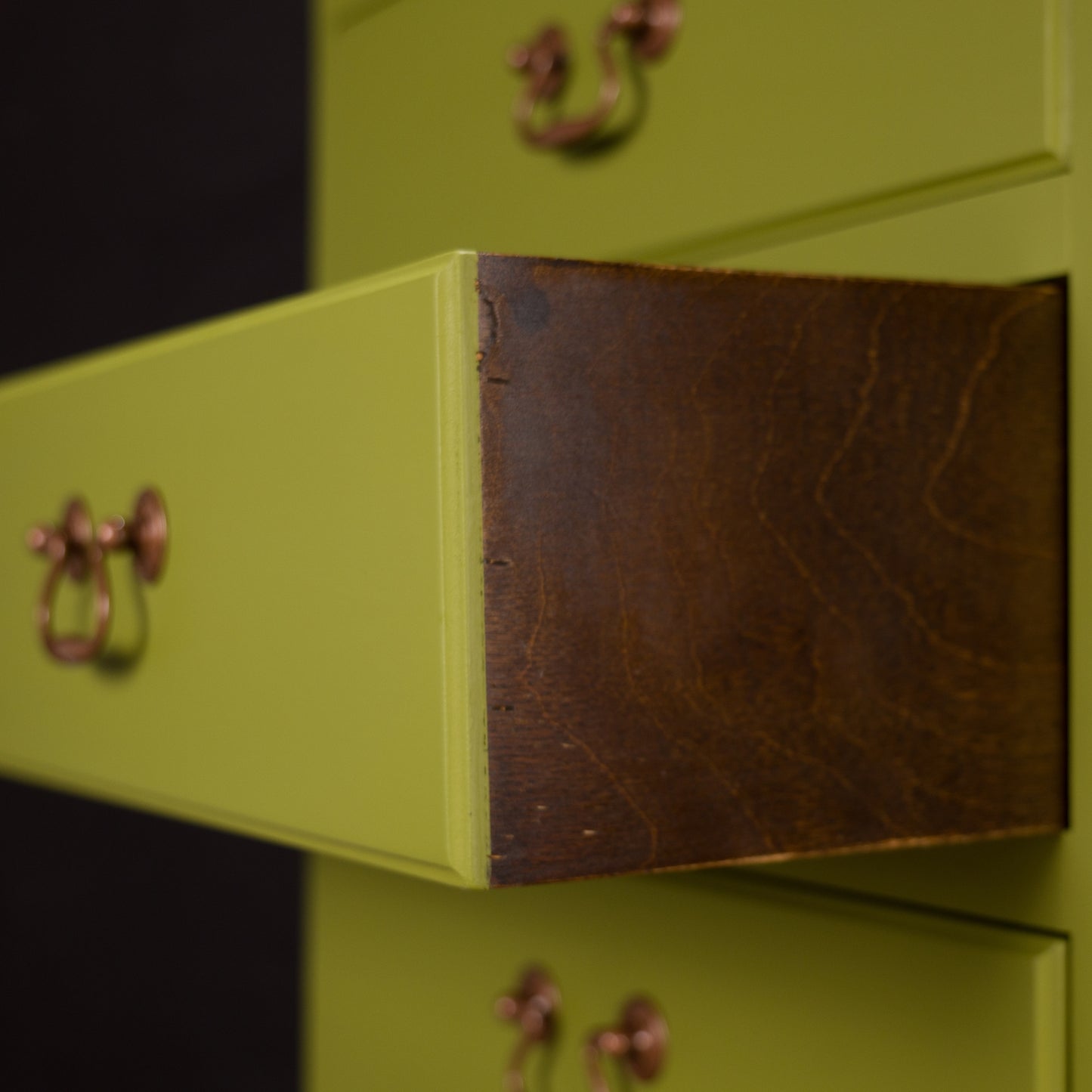 Vintage Upcycled Painted Green and Copper Chest of Drawers