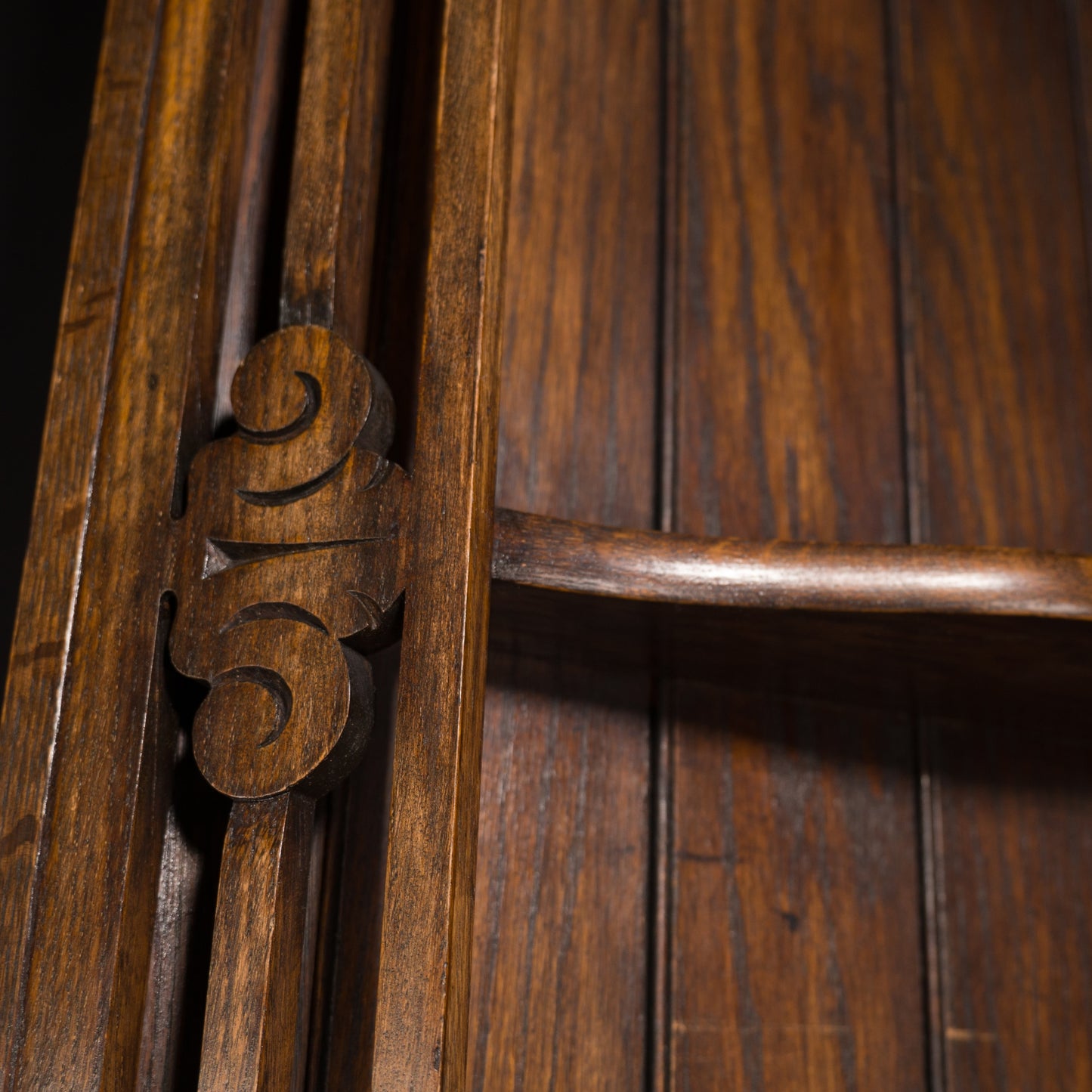 Antique Jacobean Style Solid Dark Oak Corner Cabinet