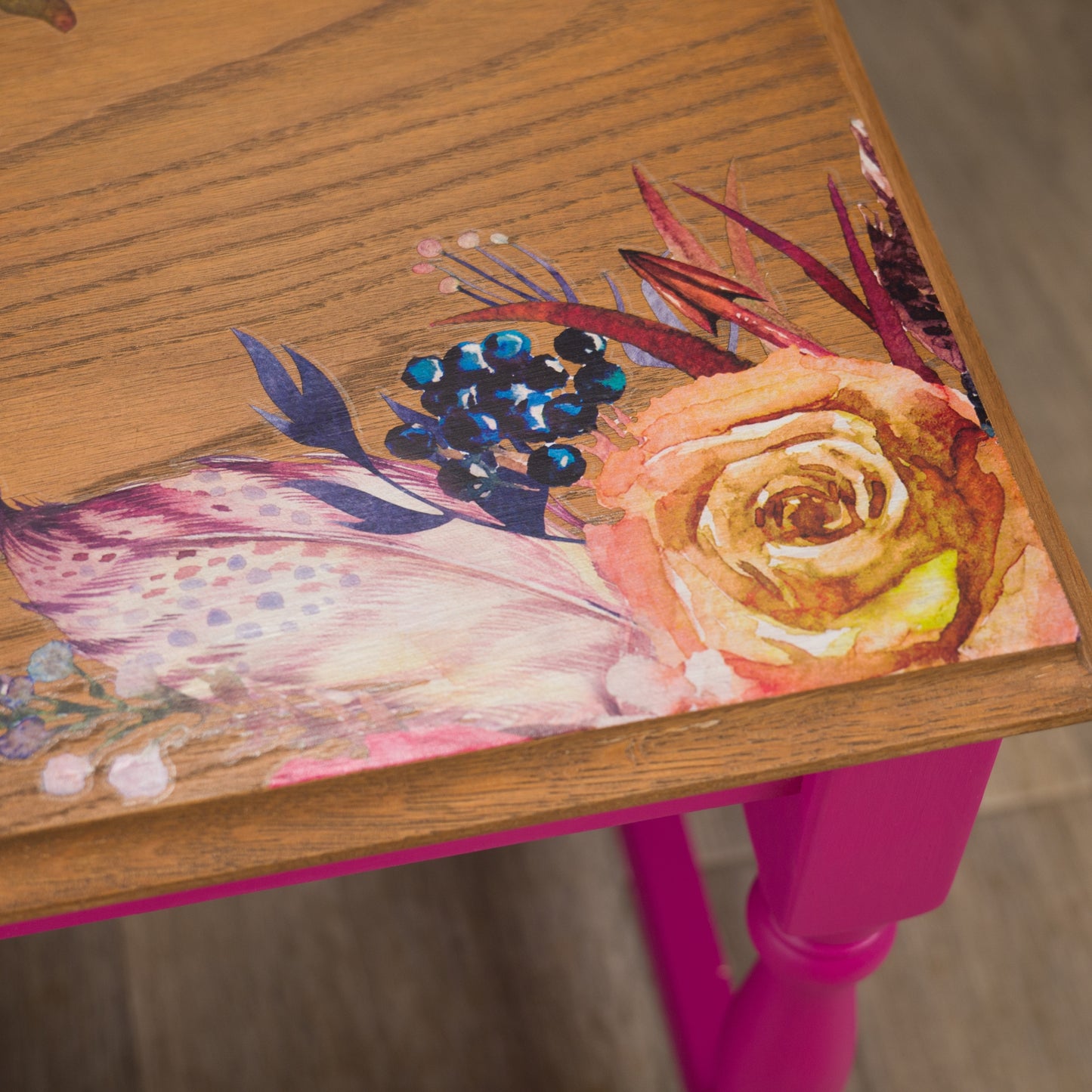 Vintage Upcycled Nesting Tables Pink Purple